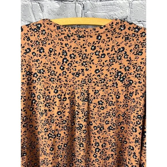 J. Jill Wearever Womens XL Orange Floral Print Top 3/4 Sleeve Knit Tunic Blouse - Picture 8 of 12